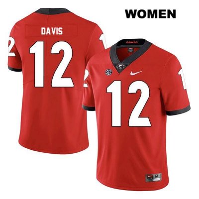 Women's Georgia Bulldogs NCAA #12 Rian Davis Nike Stitched Red Legend Authentic College Football Jersey VGF1354KH